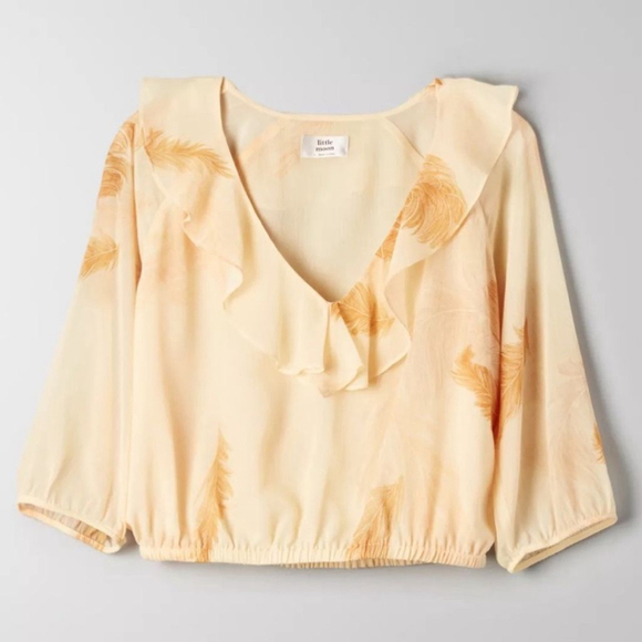 Aritzia Little Moon Rosemary Blouse Yellow Feather - Picture 2 of 11